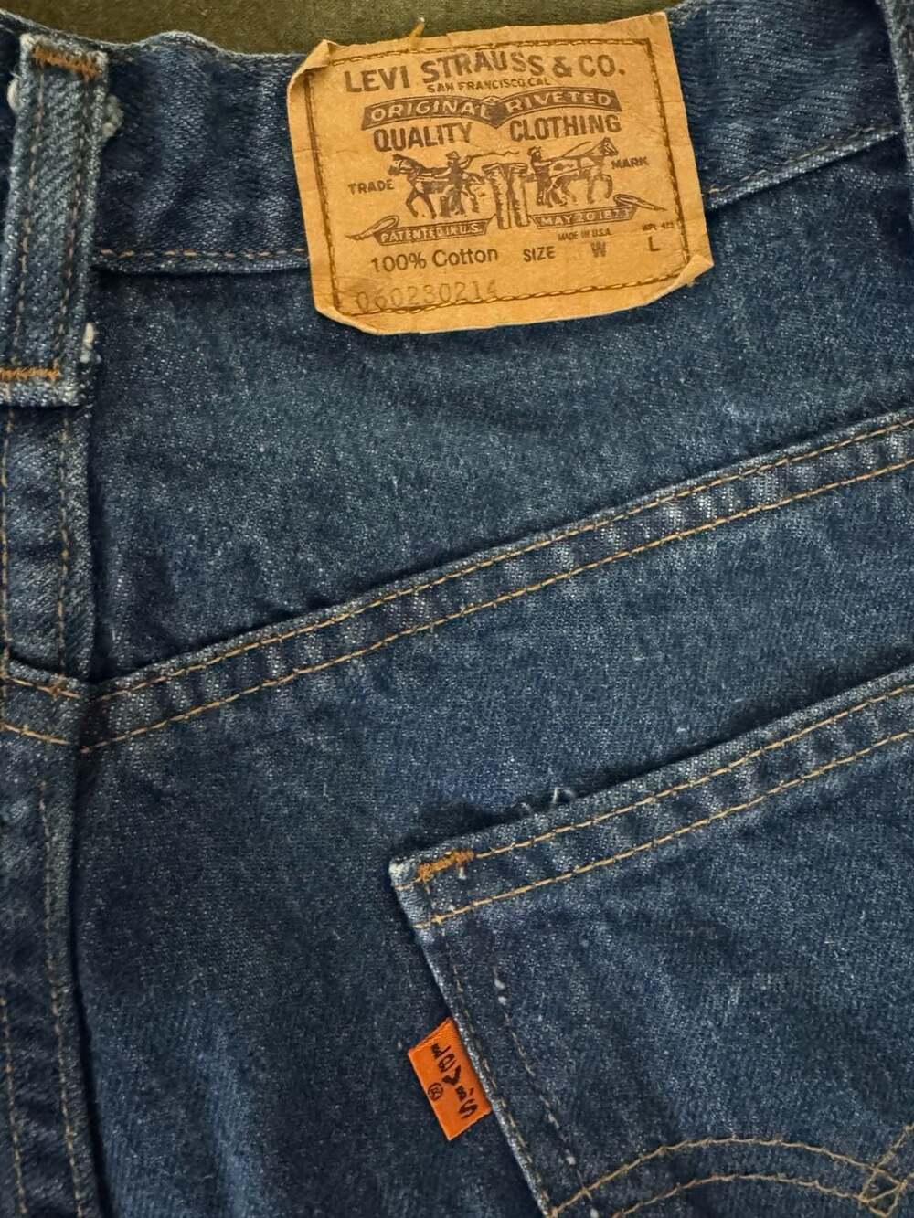 Levi's VTG Orange Tab High Rise Cutoff Denim Shorts Waist 29.5” - Picture 3 of 3